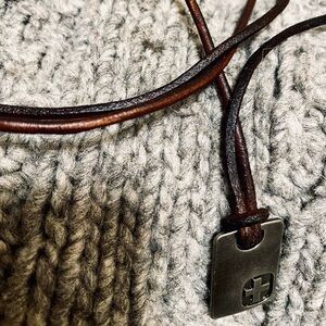 Minimalist Ezra/Abercrombie Fitch 2004 rawhide and steel lifeguard necklace